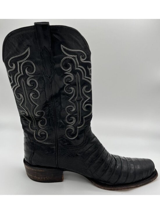LUCCHESE CLASSICS Handmade Black CAIMAN BELLY Western Cowboy Boots Mens 13D main image 6